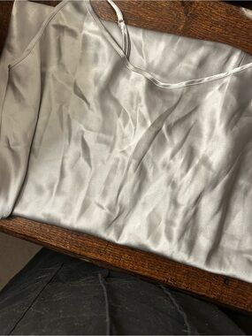 La Perla Silver Satin Slip Top, XL, NWT